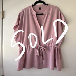 🚫SOLD🚫Relaxed Drawstring Waist Blouse, Pink